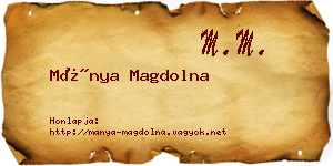 Mánya Magdolna névjegykártya